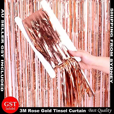 3M Rose Gold Metallic Tinsel Curtain Foil Backdrop Party Wedding Birthday Decor • $5.25