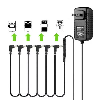 9v Guitar Effect Pedal Supply Adapter With 6 Way Daisy Chain For Boss Psa-240 • $11.99