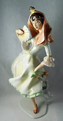 Vintage Kaiser Alka Kunst Bavaria Lady With Fan & Rose Figurine Germany • $65