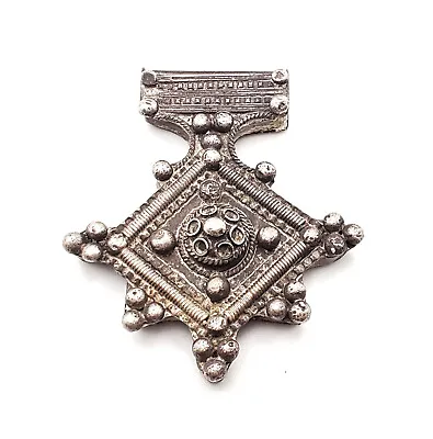 Moroccan Berber Old Traditional 925 Silver Cross PendantBerber Talisman • $195.95