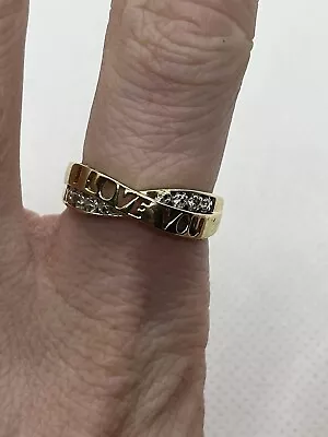 10k Yellow Gold  I Love You  Band With Diamonds (I55) • $150