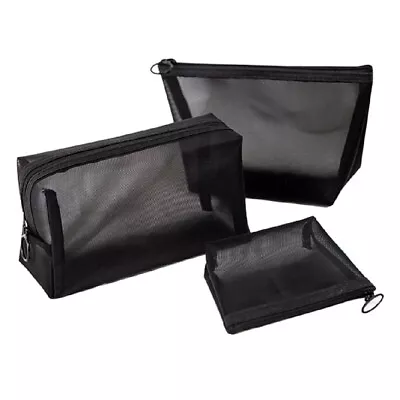 Zipper Black Mesh Makeup Bag Cosmetic Travel Cosmetic Accessories  • £2.39