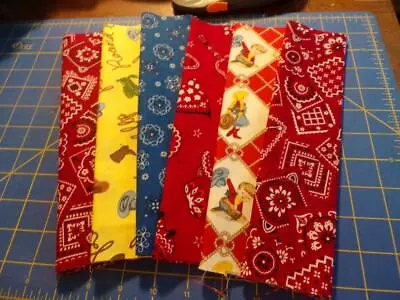 Fabric-cotton - 10   10  SQUARES-ASST. WESTERN/ COWBOY/BANDANA  PRINTS  Fs-005 • £8.67