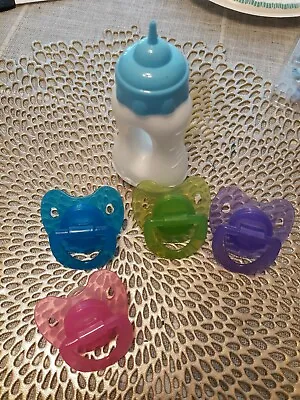 4  PACIFIERS And Bottle FIT  BABY ALIVE DOLL  FITS HAPPY HUNGRY  SNACKIN LILY  • $6.50