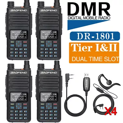 4Pack Baofeng DR-1801 DMR Walkie Talkies Long Range Digital Analog Two Way Radio • $219.99