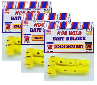 Lot 3 Magic Bait 48-34 Catfish Bait Yellow Hog Wild Bait Dipper Worm Holder 2 PK • $12.98