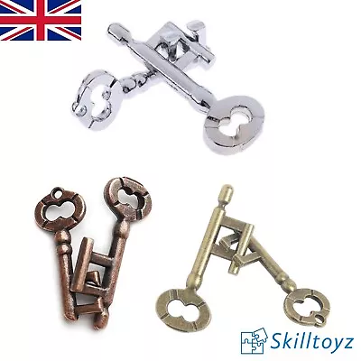 Skilltoyz IQ Cast Metal Puzzle Classic 3D Brain Teaser Keys 3 Colours - UK Shop • £3.99