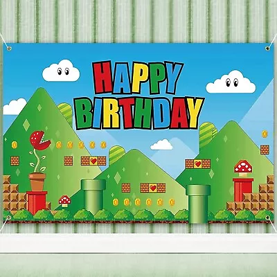 Super Mario Backdrop Banner For Kids Decor Happy Birthday Indoor & Outdoor • $9.49