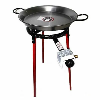 Paella Cooking Set With 42cm Polished Steel Paella Pan Gas Burner Legs Spoon • £69.95