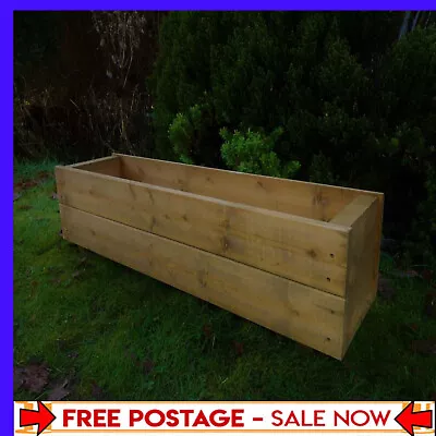 Wooden Planter Trough Heavy Duty Large Boxes For Garden Flower Vegetables New UK • £39.99