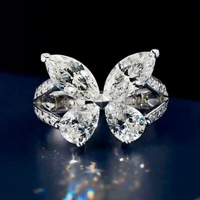 $2.42 • Buy Elegant Butterfly 925 Silver Filled Cubic Zircon Ring Women Jewelry Sz 6-10