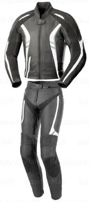 New Mens Motorcycle Black Racing Cowhide Leather Two Piece Suit Safety Pads=1118 • $347.99