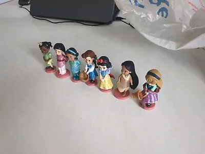 7 X Disney Princess Mini Toddler Dolls Figures Toys Glitter 3.5  Cake Toppers • £49.99