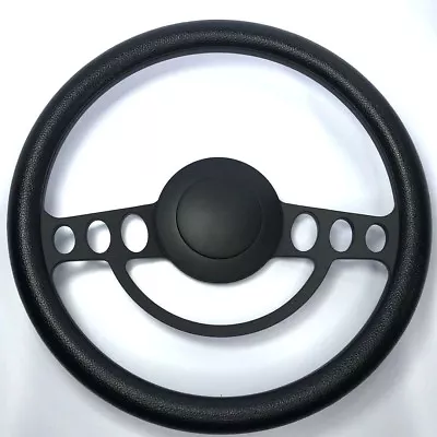 14  Black Billet 9 Hole Nostalgia Steering Wheel (Black Wrap & Horn Button)  • $145.82