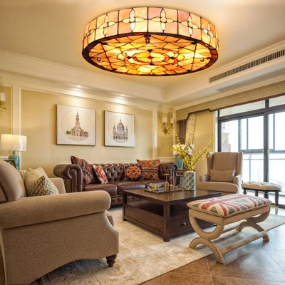 $99.30 • Buy Vintage Tiffany Ceiling Lamp Stained Glass Chandelier Lighting Fixture 3-light