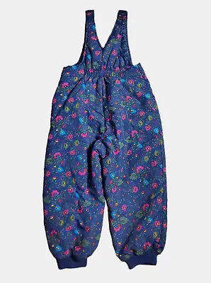 Hanna Andersson Ski Snow Pants Overalls Girls 100 Insulated Blue Floral Nylon • $12.47