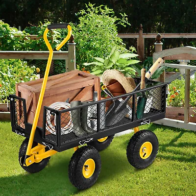VEVOR Heavy-Duty Steel Garden Cart Lawn Utility Cart 408 Kg W/ Removable Sides • $149.99