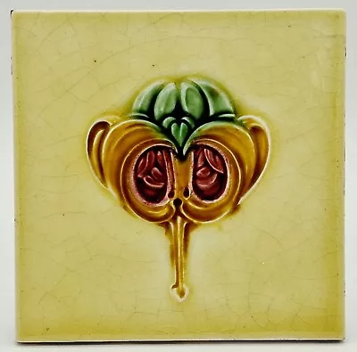 Art Nouveau Majolica Fireplace Tile By Henry Richards 1907 AE1 • $31.11