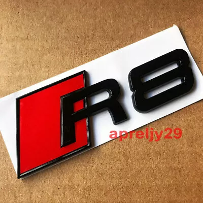 New Black R8 Badge Emblem Decal Sticker Audi Boot Lid Trunk Rear Lettering R8 • $18.99