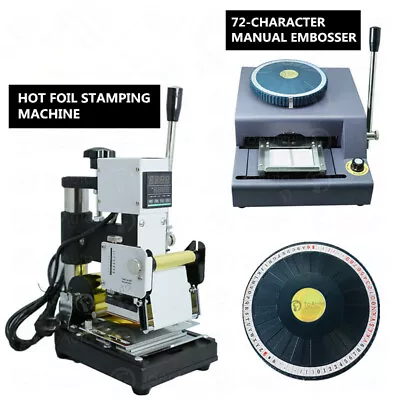 72 Character Manual Embosser PVC VIP Card + Hot Foil Stamping Embossing Machine • $659.99