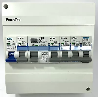 $94.54 • Buy Switchboard Loaded 8 Pole Complete RCD Neutral Extnder 3x 16 1x 20 1x10 Amp RCBO