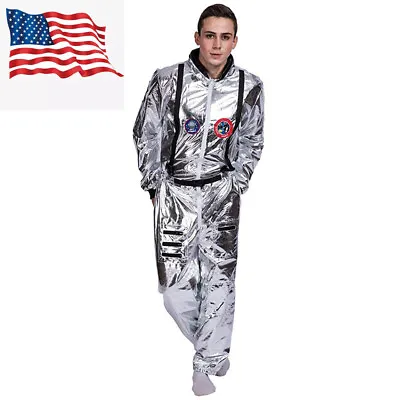 Men's Astronaut Spaceman Costume Halloween Cosplay Outfits Dress Up US Shipping • $35.99