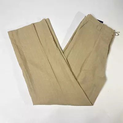 Johnny Handsome Men's Linen Slacks Size 2XL X 34  Khaki Color High Rise Lightwht • $16.50