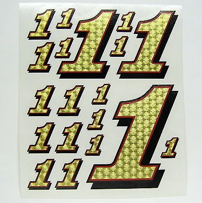 Racing Numbers Number 1 Decal Sticker Pack Gold Red Black 1/8 1/10 RC Models S05 • $9.99