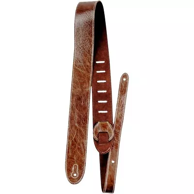 Perri's Italian Garment Leather Guitar Strap Premium Suede Backing Vntg Brown 2  • $29.99