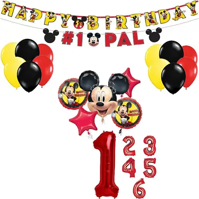 Mickey Mouse Personalize Birthday Party Decorations Banner And Balloons Bouquet • $34.99