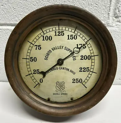 Antique SCIOTO VALLEY SUPPLY By ASHCROFT 250 PSI Steam Pressure Gauge 7.5  PARTS • $299.99