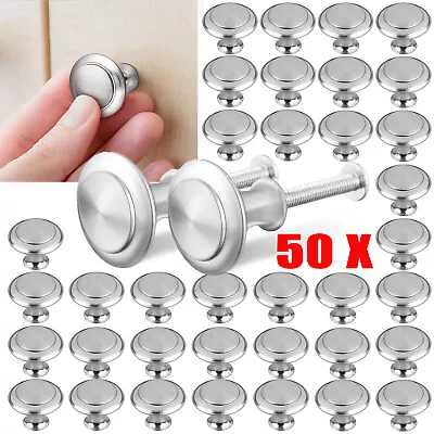 50x Cabinet Pull Steel Door Knobs Cupboard Drawer Kitchen Handles Brushed Nickel • $11.45