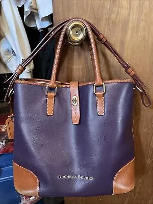Dooney & Bourke Shelby Shopper Shoulder Bag Handbag Purple Leather 12.5x11.5x6.5 • $69.85