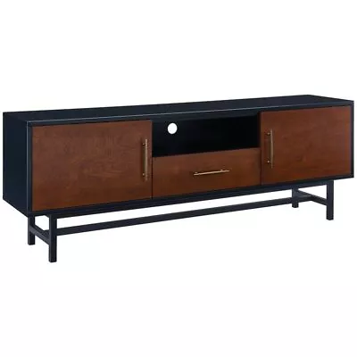 SEI Furniture Blynn Mid Century Wooden TV Stand In Black And Whiskey • $304.41