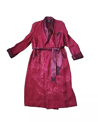 Vintage 1940s Style Rite For Lovemans Silk Burgundy Smoking Robe Tassels Read* • $99.95