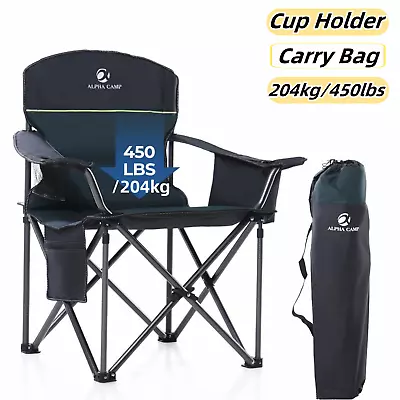 Oversized Folding Camping Chairs High Back Heavy Duty Padded Lawn Chair 204KG • £51.99