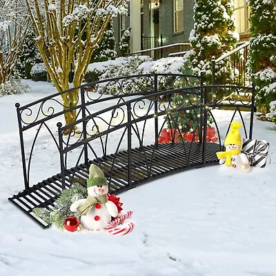 8 Foot Metal Garden Bridge Curved Outdoor Decorative Pond Garden Yard Walkway • $499.99