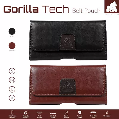 Luxury Leather Belt Pouch Protective Case XL • £7.99