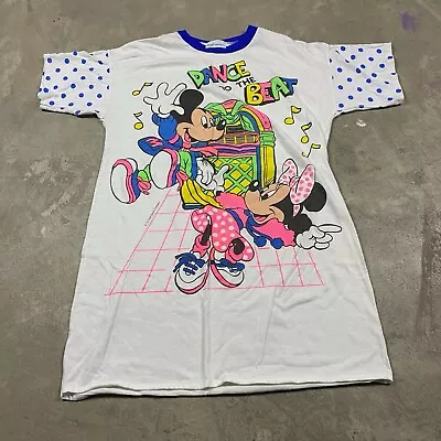 Vintage Disney Mickey Mouse Minnie Sleep T Shirt Nightie 90s OSFA Night Moves • $39.99