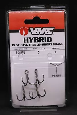 VMC 7548 Hybrid Treble Hook Short 1X - Size 5 - Pack Of 4 Hooks • $3.39