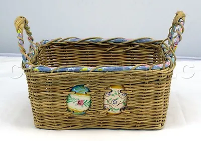 £31.22 • Buy Decorative Square Woven Grass Wicker Ceramic Easter Eggs Basket With Handles