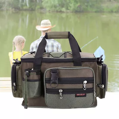 Multifunction Canvas Fishing Bag Large Capacity Lure Fishing Tackle Pack Outdoor • $42.89