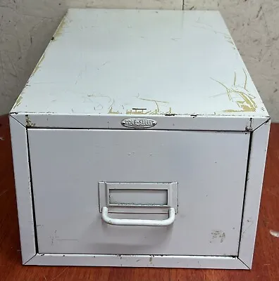 Vintage Cole Steel 1 Drawer Index Card Metal File Cabinet Storage Painted White • $29.99