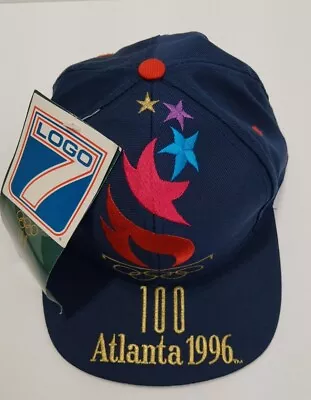 Vtg 1996 Atlanta Olympics Snapback 100 Atlanta Hat Cap Logo 7 Blue Flame New • $49