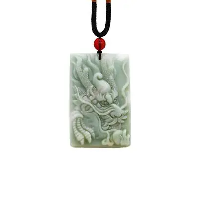 Jade Dragon Pendant Green Jewelry Amulets Men Designer Stone Necklace Natural • £11.88