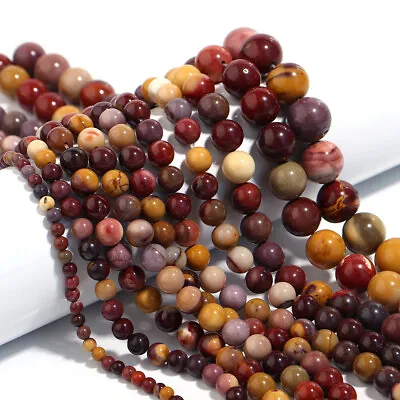 Natural Stone Mookaite Egg Yolk Round Spacer Beads Jewelry Making 4 6 8 10 12mm • $4.99