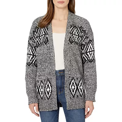 Vince Camuto Women's Fairisle Open Front Cardigan Rich Black XS • $69.50