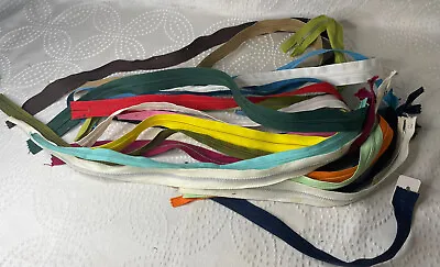 Vintage Zippers Lot Of 23 Nylon Polyester Cotton Metal Various Sizes Colors Sew • $9.99