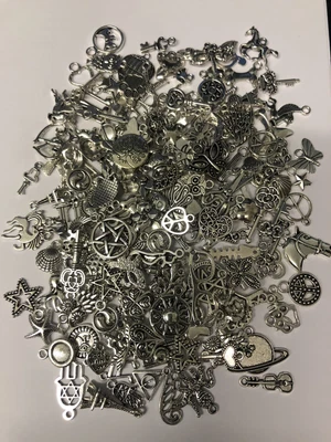 £3.50 • Buy 50 Mixed Pendant Charms Antique Tibetan Silver Tone Jewellery