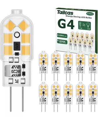 Tailcas 4x G4 LED Light Bulb 12V 1.2W 10W G4 Halogen Lamps Cool White 6000K • £1.99